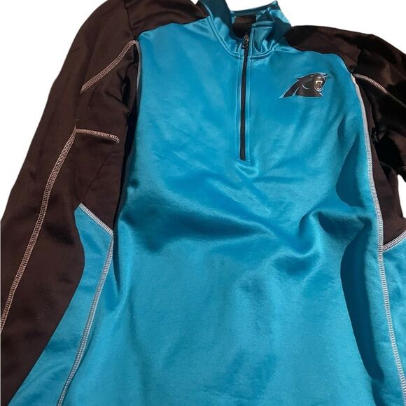 NFL team apparel Blue and Black Quarter-Zip Pullover Carolina panthers like new - Picture 2 of 2